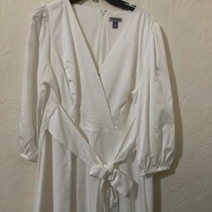 CHELSEA28 faux wrapped midi length dress with 3/4 sleeves